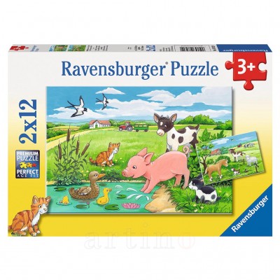 Puzzle Animale La Ferma, 2X12 Piese, Ravensburger