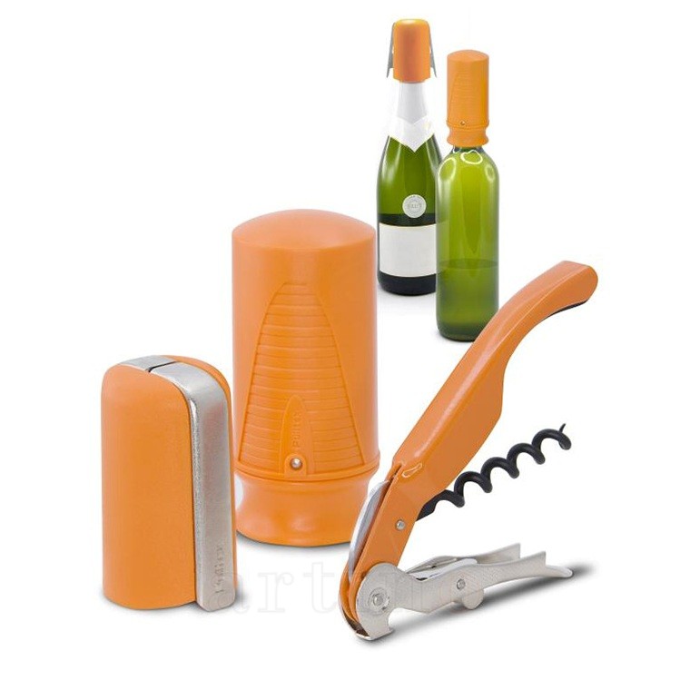 Set Starter 3 accesorii vin, portocalii, Pulltex