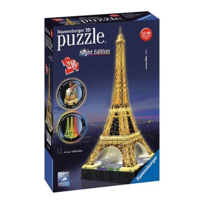 Puzzle 3D Turnul Eiffel Noaptea, 216 Piese , Ravensburger